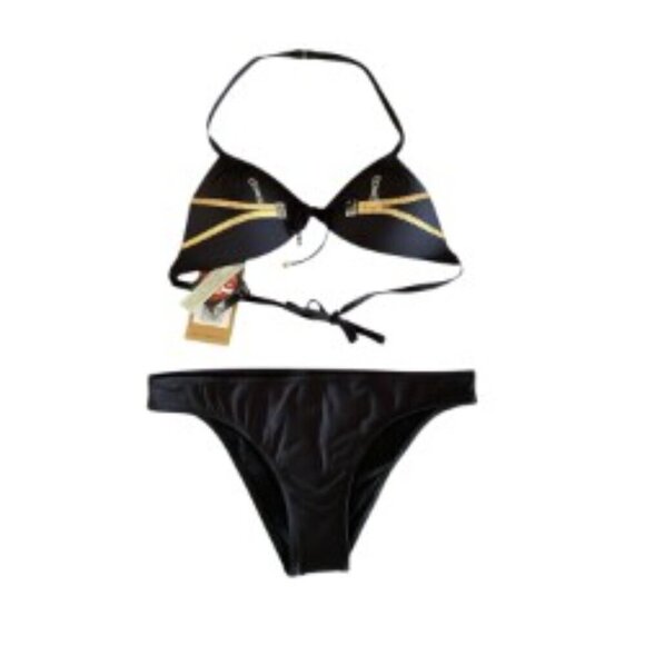 NWT Rebecca Mythos Black Triangle Top Bikini Medium - Picture 1 of 6